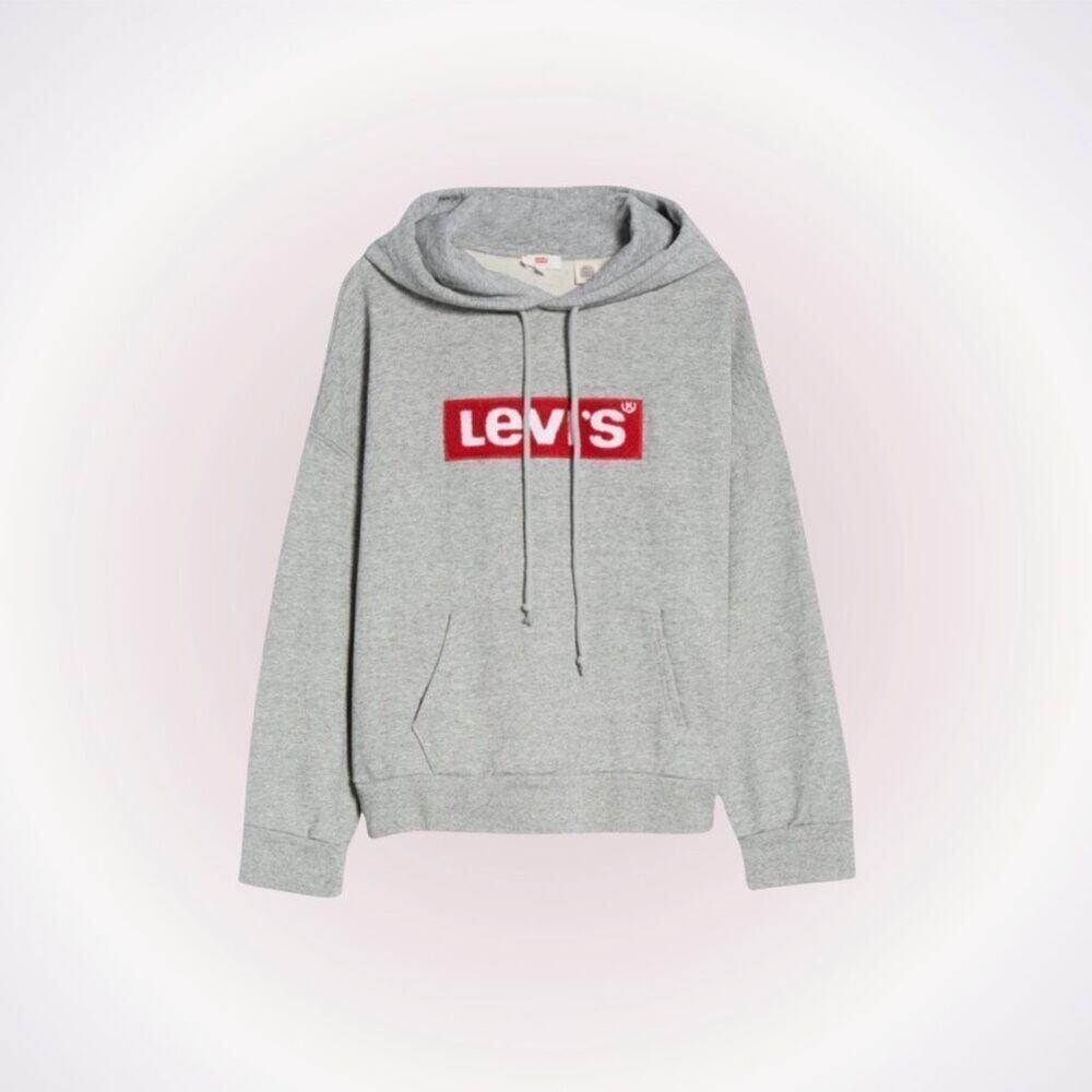 Levi's Logo Patch Oversize Hoodie in Gray | Size S